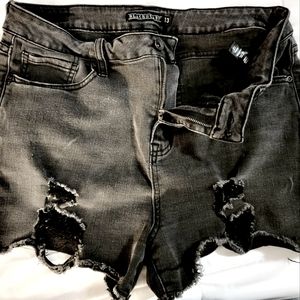 Ripped/Shredded Black Denim Shorts Size 13